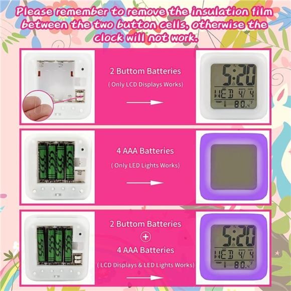 Kids Alarm Clocks, Unicorn Night Light Kids Alarm Clocks with 4 Sided Unicorn - Picture 4 of 6